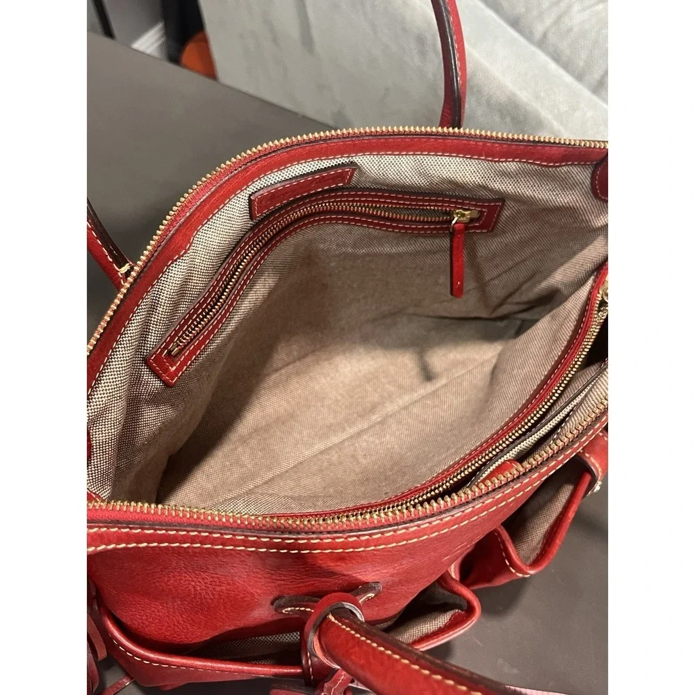 Dooney & Bourke Red Leather Satchel Purse Handbag Florentine Vacchetta Rare